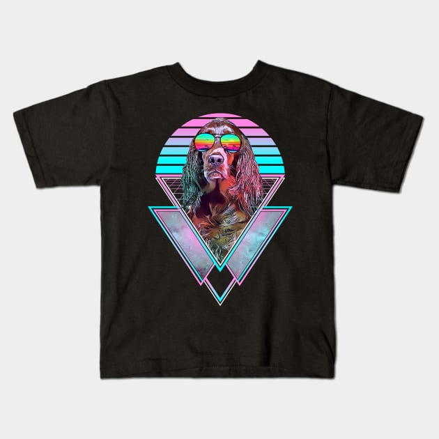 Irish Setter Dog Vintage Retro Vaporwave Beach Vibe Kids T-Shirt by TheBeardComic